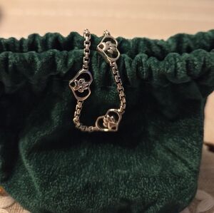 JAI By John Hardy .925 Sterling Silver Box Chain Bracelet With Paw Prints 7"